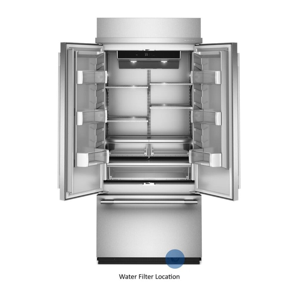 KitchenAid 20.8 Cu. Ft. 36" Built-In French Door Bottom Mount Refrigerator with Platinum In
