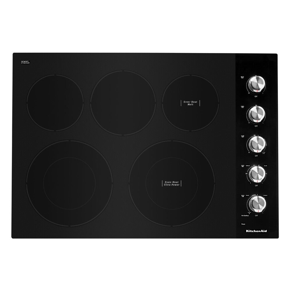 KitchenAid 30" Electric Cooktop with 5 Elements and Knob Controls