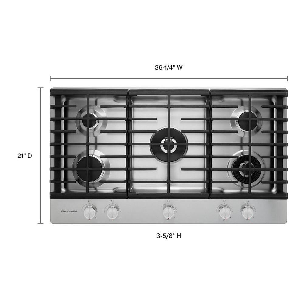 KitchenAid 36" 5-Burner Gas Cooktop with Griddle