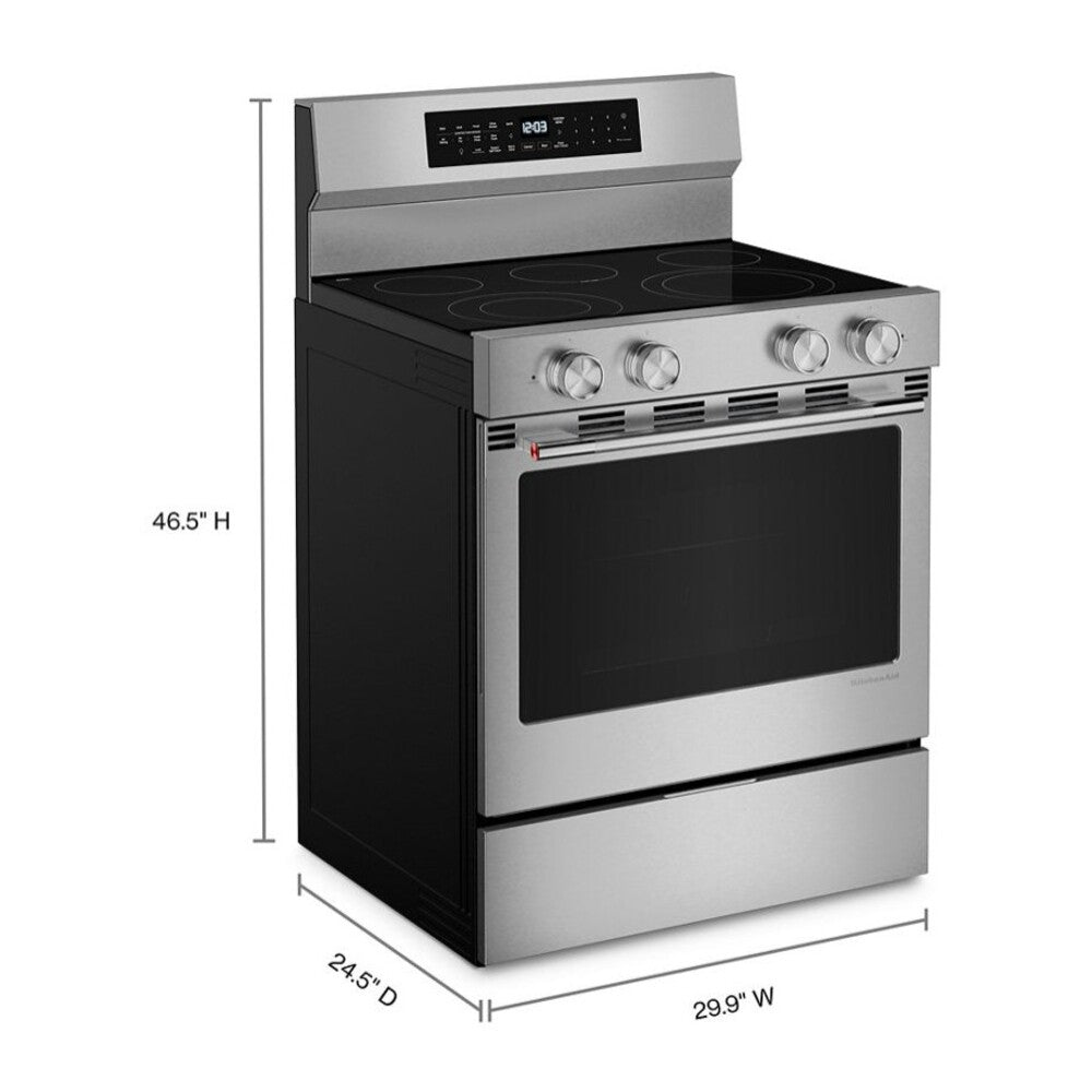 KitchenAid 5.3 Cu. Ft. Smart Freestanding Electric Range with Convection Cooking Modes