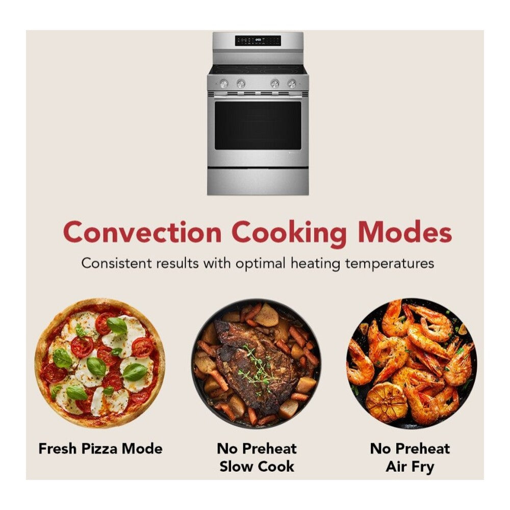 KitchenAid 5.3 Cu. Ft. Smart Freestanding Electric Range with Convection Cooking Modes