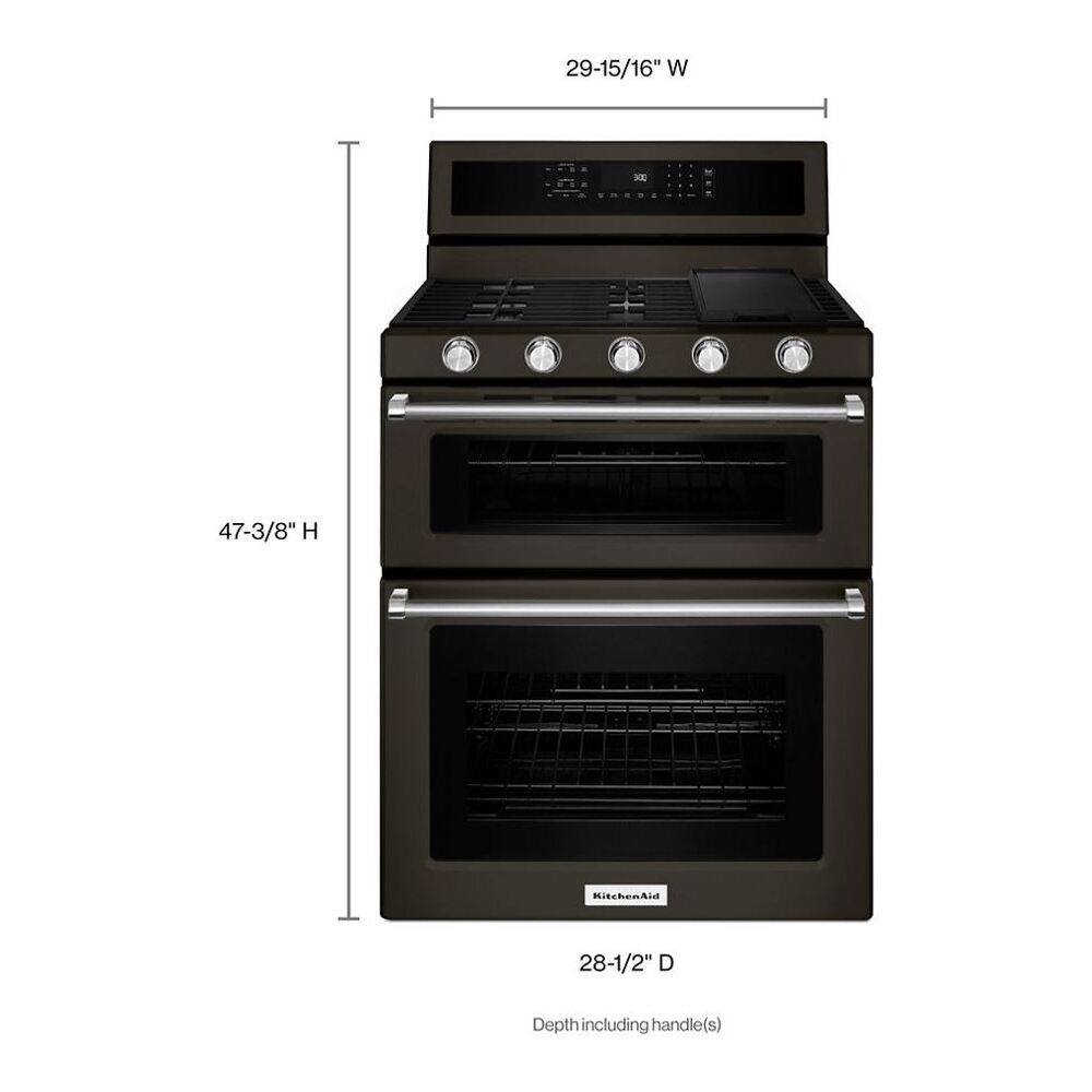 KitchenAid 30-Inch 5 Burner Gas Double Oven Convection Range