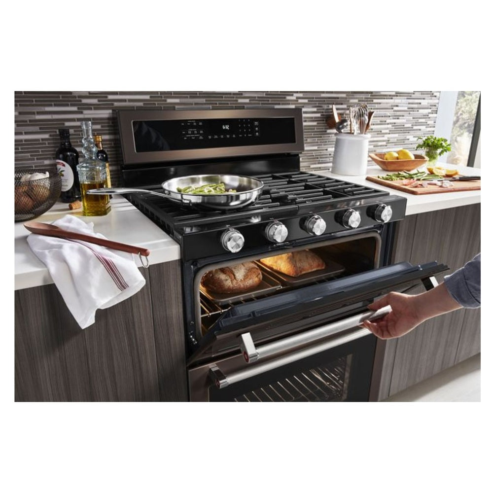 KitchenAid 30-Inch 5 Burner Gas Double Oven Convection Range