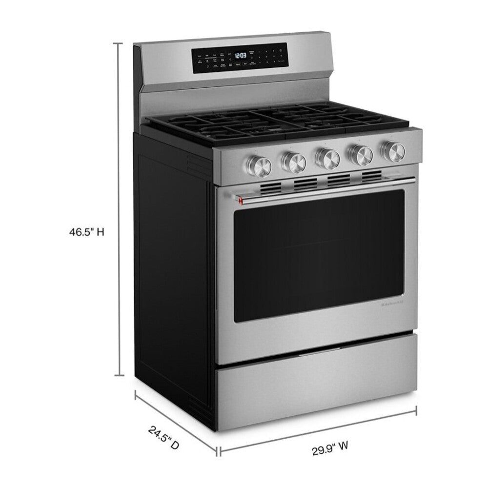 KitchenAid 5.0 Cu. Ft. Smart Freestanding Gas Range with Convection Cooking Modes