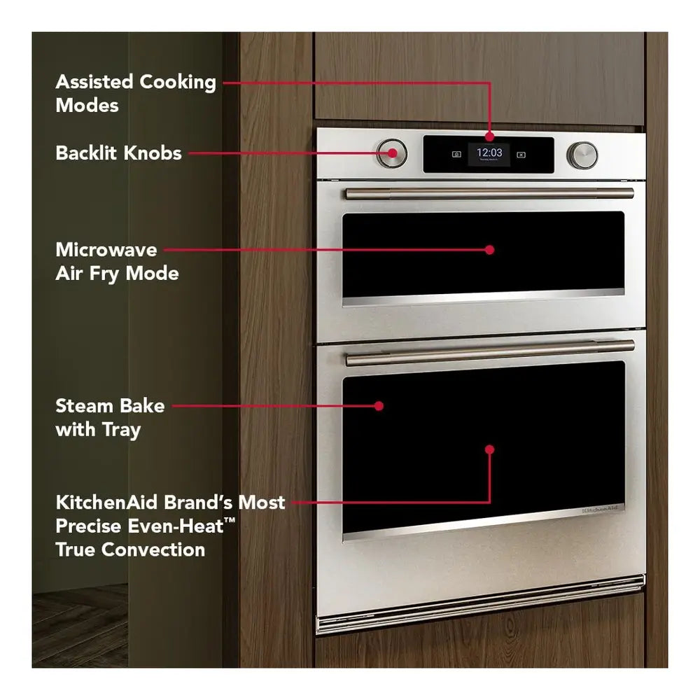 KitchenAid 30-inch Smart Electric Combo Wall Oven with Assisted Cooking Modes - PrintShield