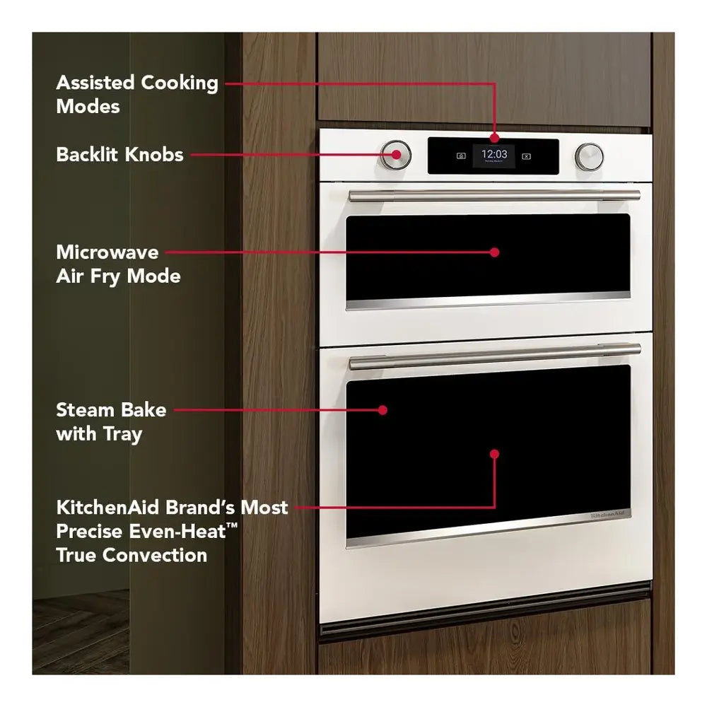 KitchenAid 30-inch Smart Electric Combo Wall Oven with Assisted Cooking Modes - White