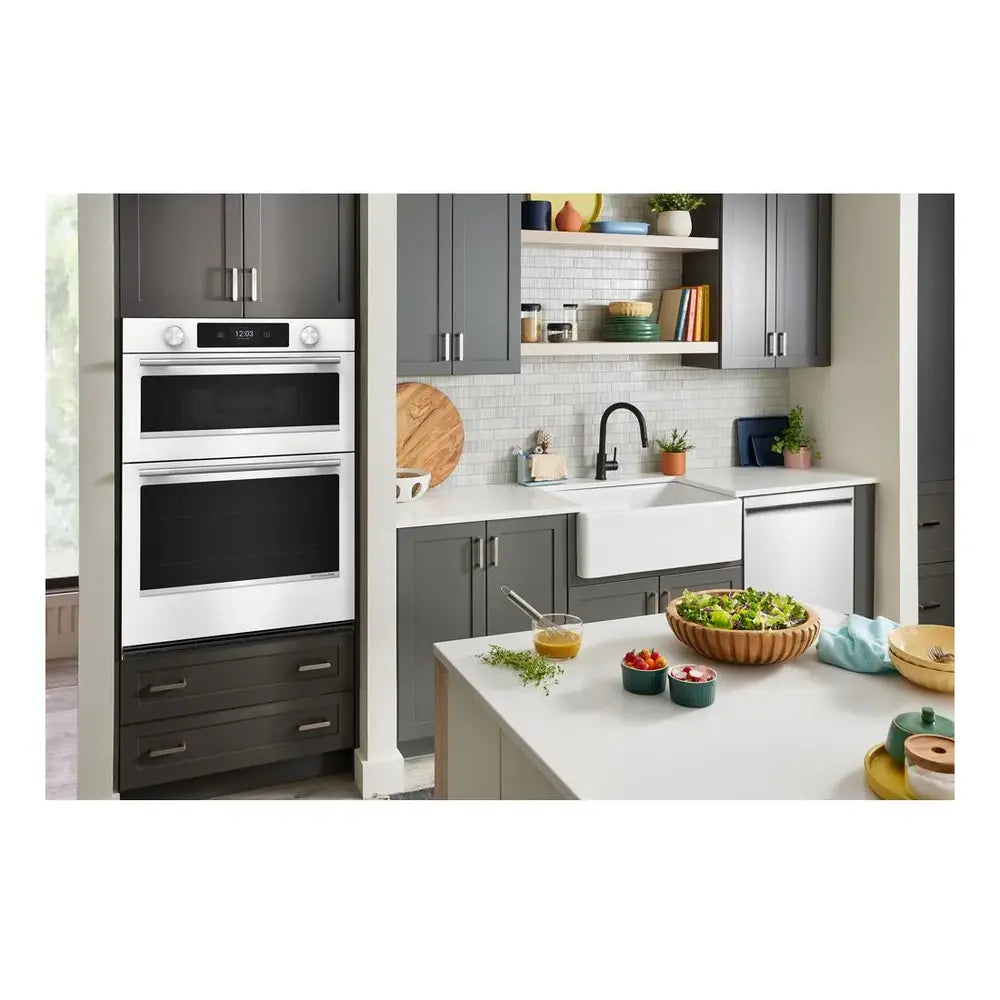 KitchenAid 30-inch Smart Electric Combo Wall Oven with Assisted Cooking Modes - White