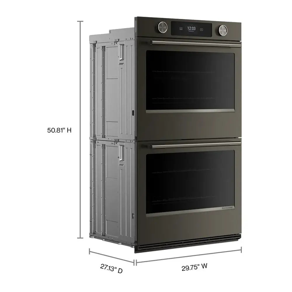 KitchenAid 30-inch Smart Electric Double Wall Oven with Assisted Cooking Modes - Black Ore