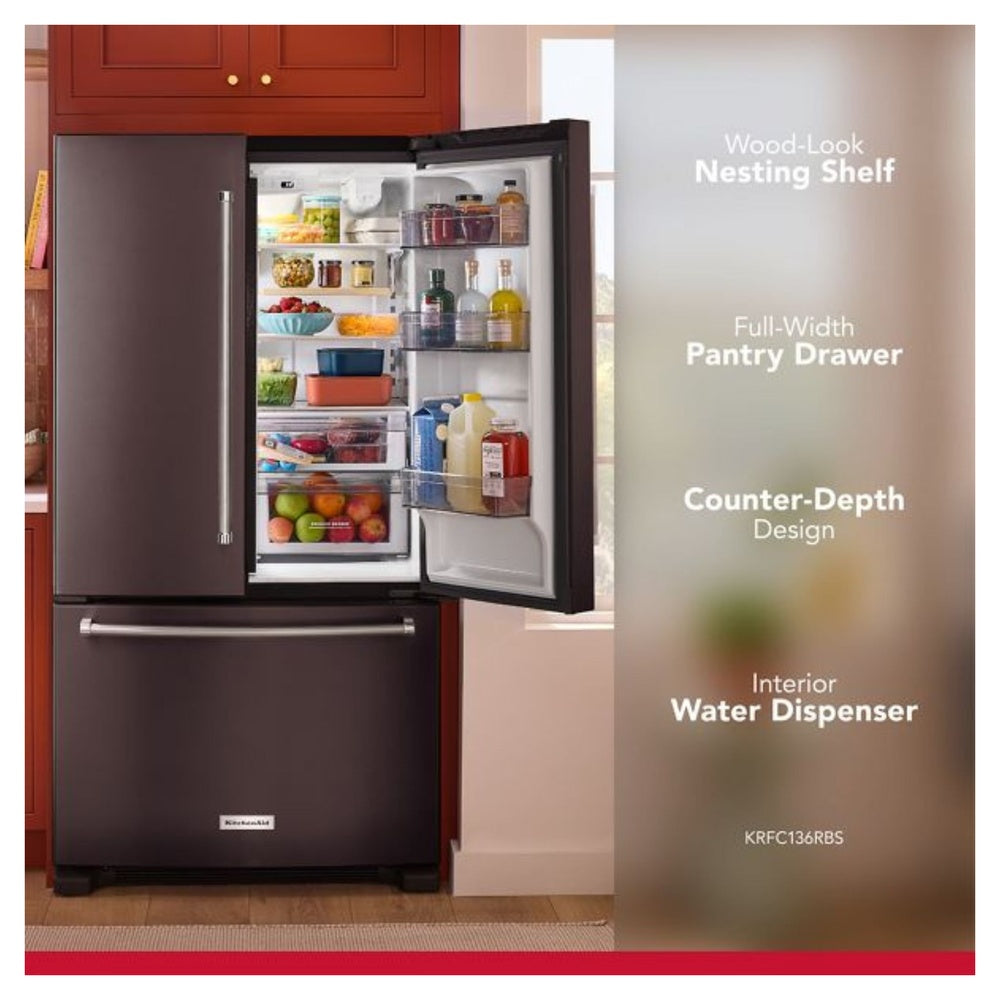 KitchenAid 20 cu. ft. 36-Inch Width Counter-Depth French Door Refrigerator with Interior Di