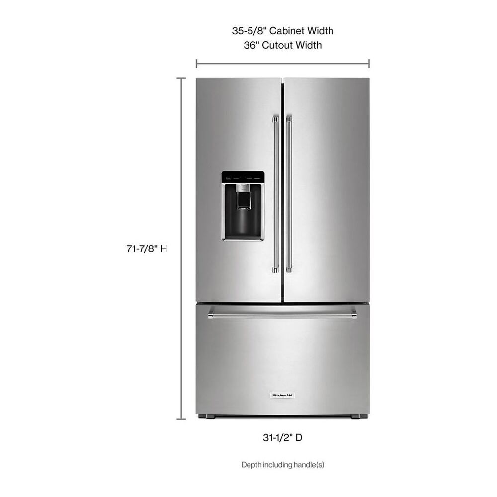 KitchenAid 23.8 cu. ft. 36" Counter-Depth French Door Platinum Interior Refrigerator with P