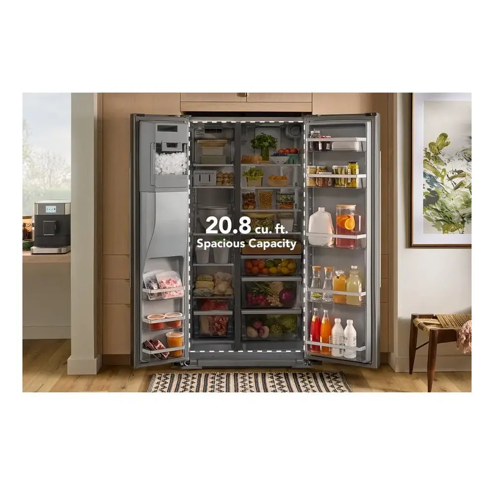 KitchenAid 20.8 Cu. Ft. Counter-Depth Side-by-Side Refrigerator with Exterior Ice and Water
