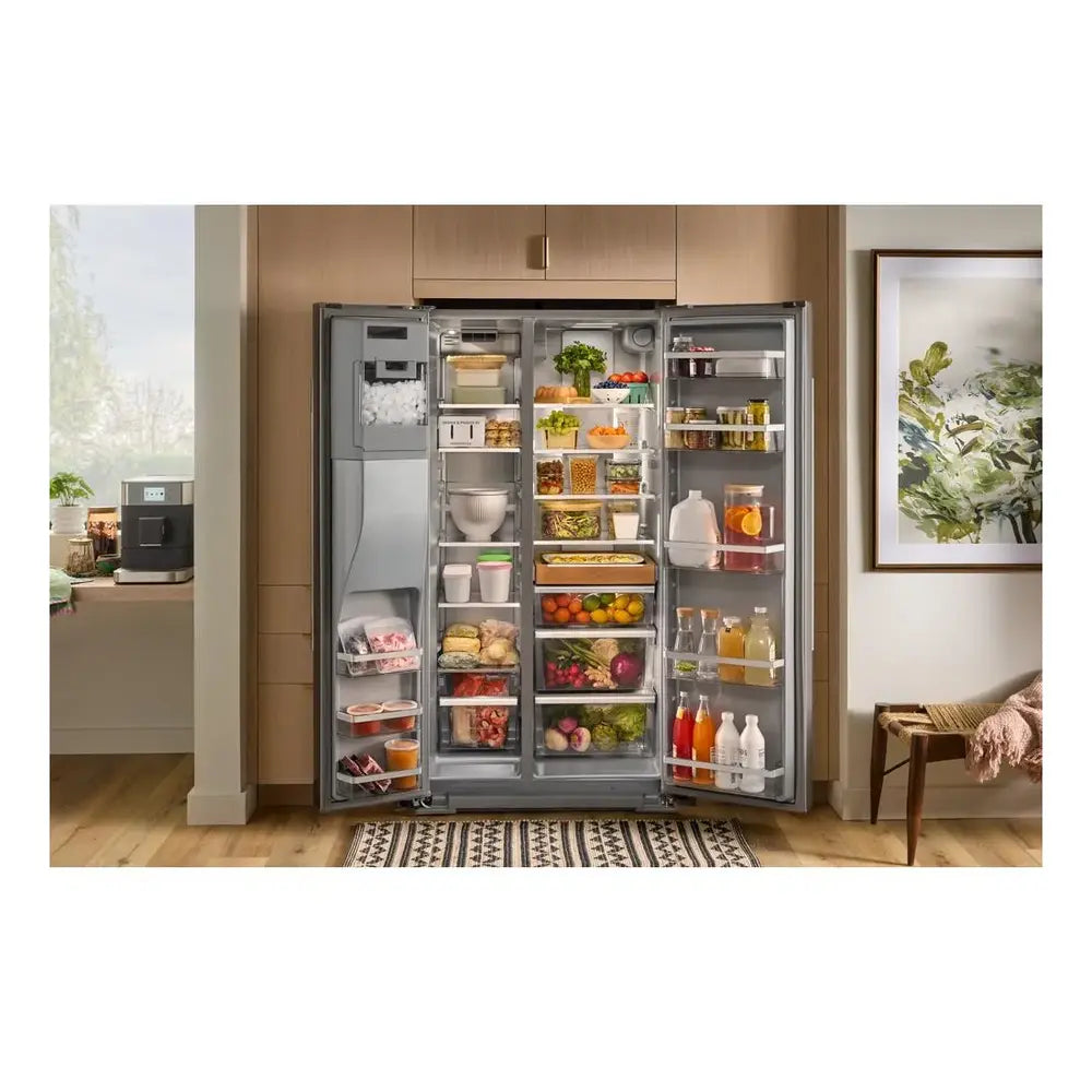KitchenAid 20.8 Cu. Ft. Counter-Depth Side-by-Side Refrigerator with Exterior Ice and Water