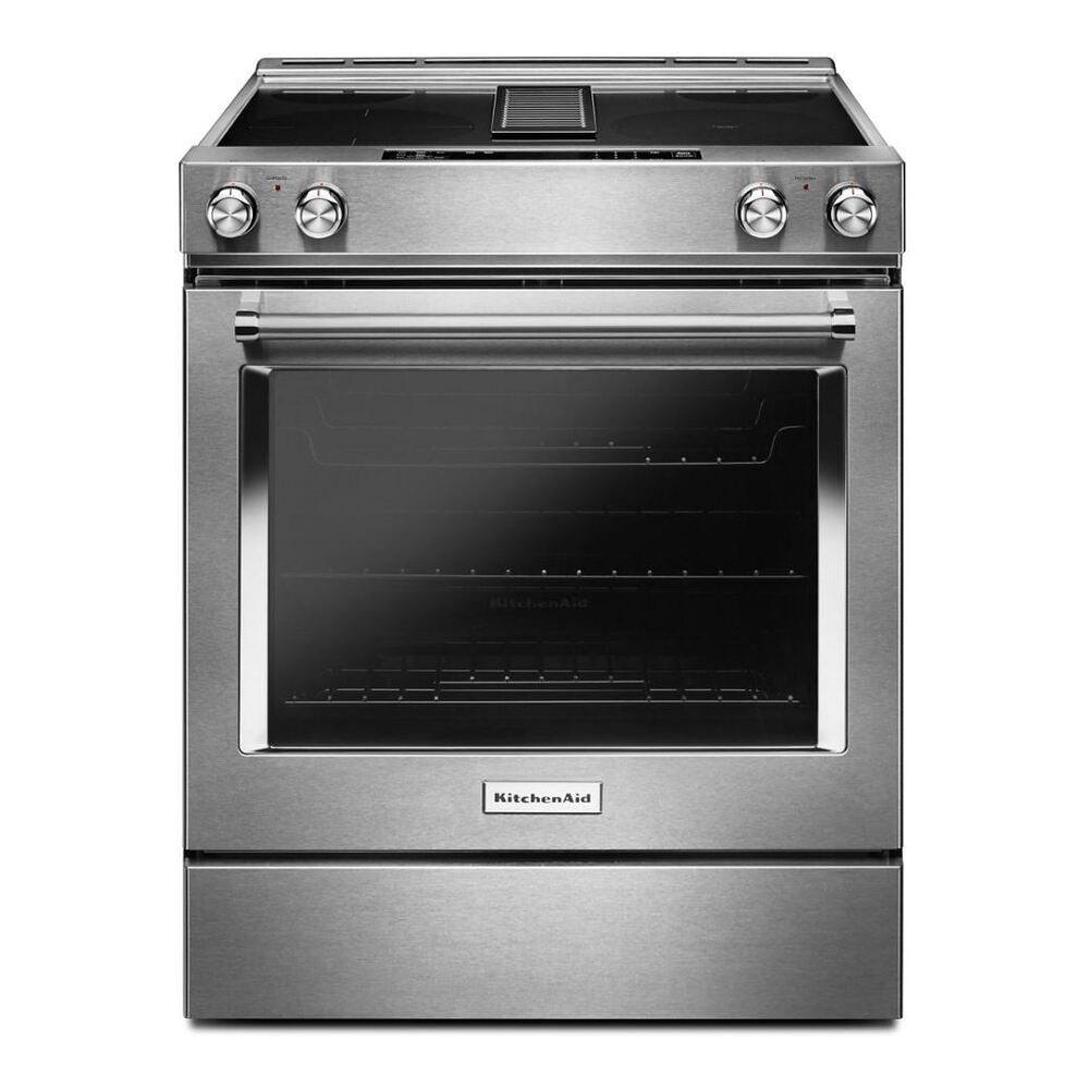 KitchenAid 30-Inch 4-Element Electric Downdraft Slide-In Range