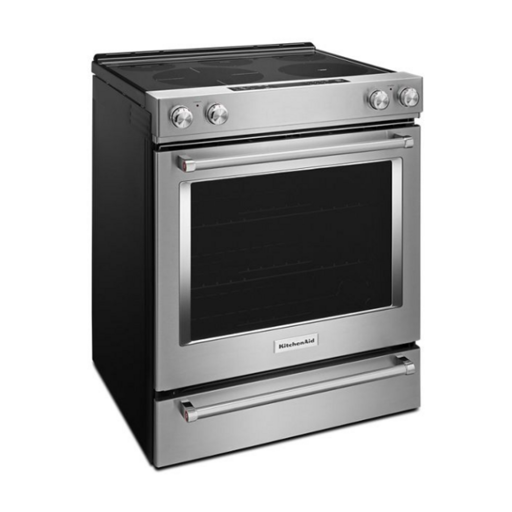 KitchenAid 30-Inch 4-Element Electric Downdraft Slide-In Range
