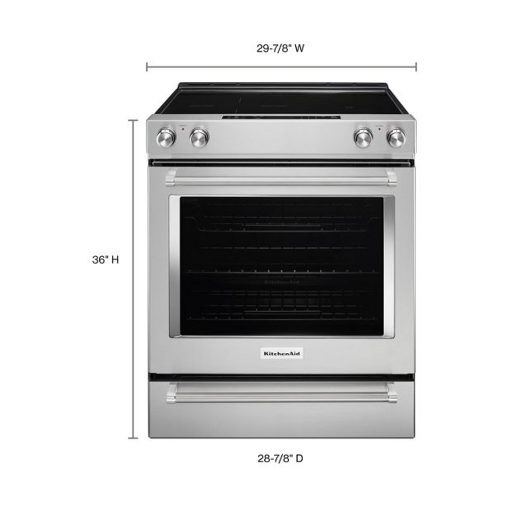 KitchenAid 30-Inch 4-Element Electric Downdraft Slide-In Range