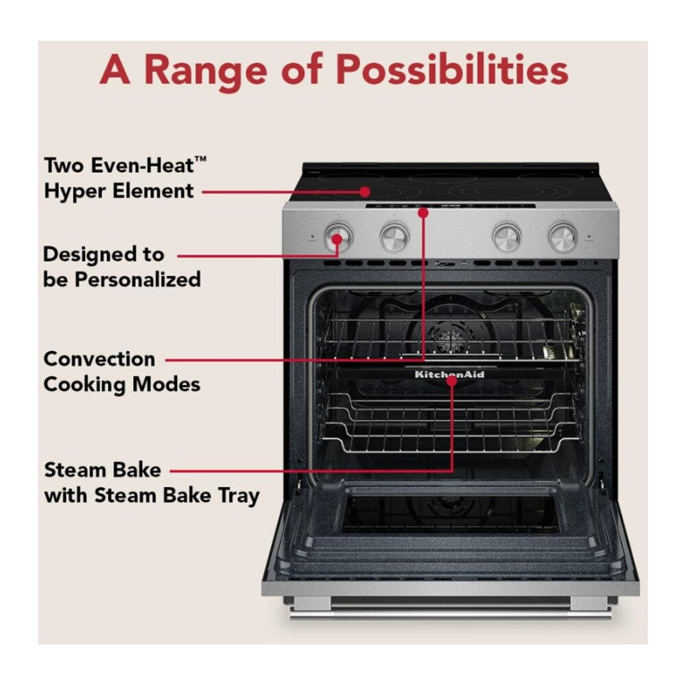 KitchenAid 5.3 Cu. Ft. Smart Slide-in Electric Range with Two Even-Heat™ Hyper Elements and