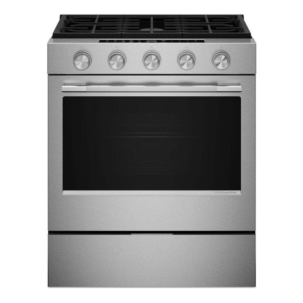 KitchenAid 5.0 Cu. Ft. Smart Slide-in Gas Range with Convection Cooking Modes and 2-in-1 Bu