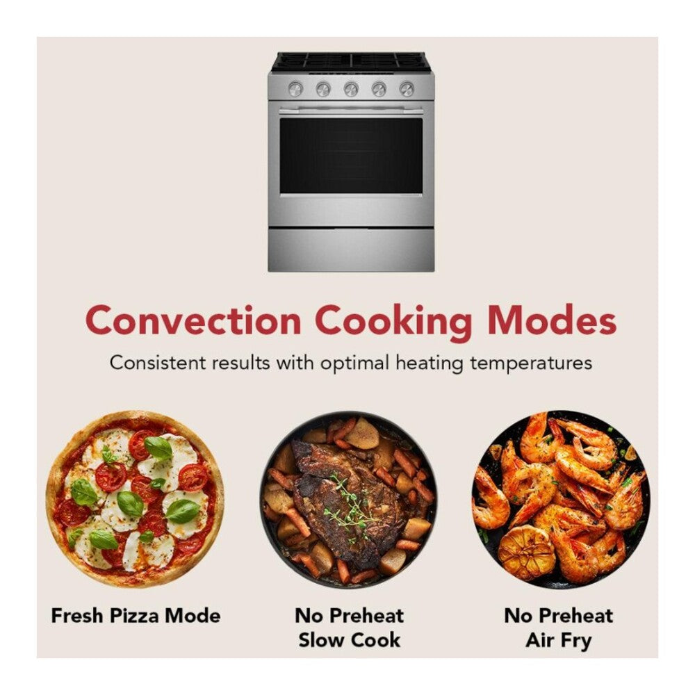 KitchenAid 5.0 Cu. Ft. Smart Slide-in Gas Range with Convection Cooking Modes and 2-in-1 Bu