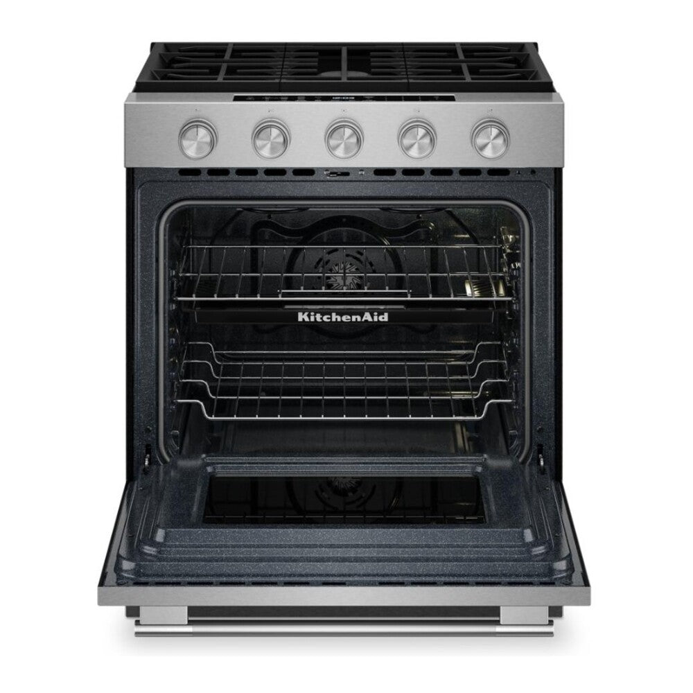 KitchenAid 5.0 Cu. Ft. Smart Slide-in Gas Range with Convection Cooking Modes and 2-in-1 Bu
