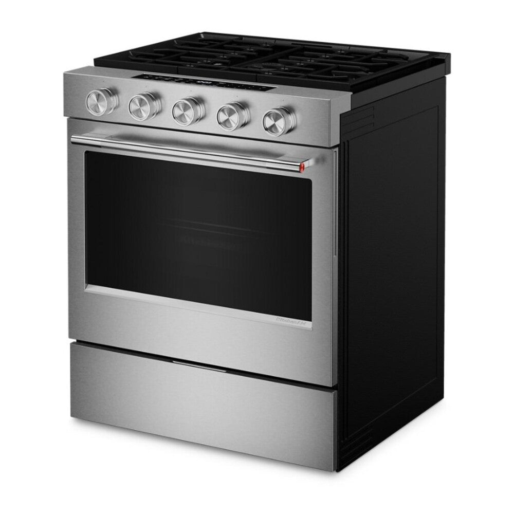 KitchenAid 5.0 Cu. Ft. Smart Slide-in Gas Range with Convection Cooking Modes and 2-in-1 Bu
