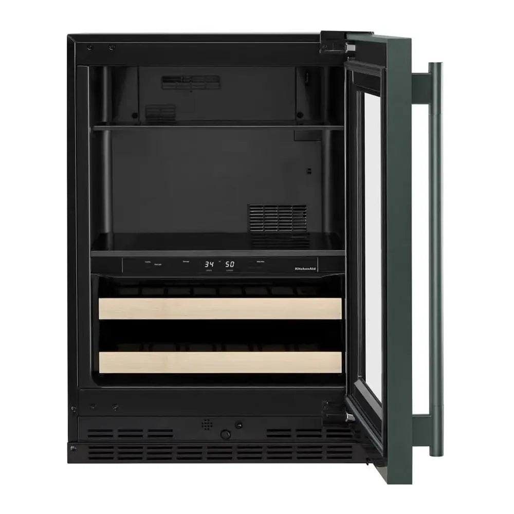 KitchenAid 24" Beverage Center with Glass Door and Wood-Front Racks