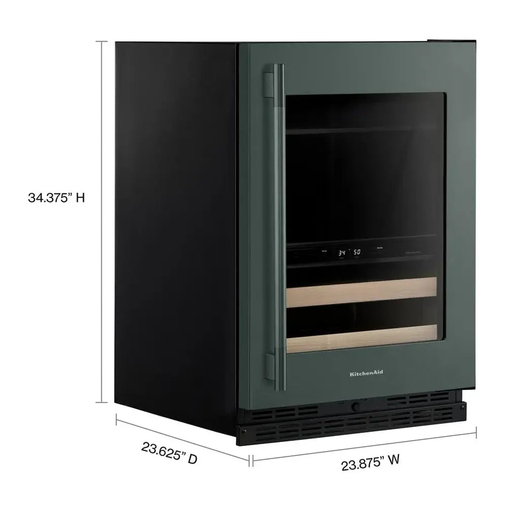 KitchenAid 24" Beverage Center with Glass Door and Wood-Front Racks