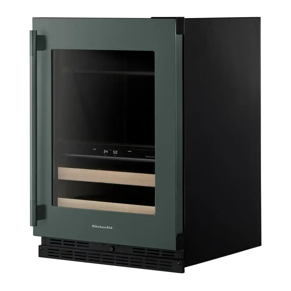 KitchenAid 24" Beverage Center with Glass Door and Wood-Front Racks