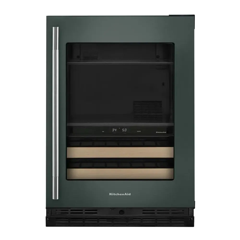 KitchenAid 24" Beverage Center with Glass Door and Wood-Front Racks