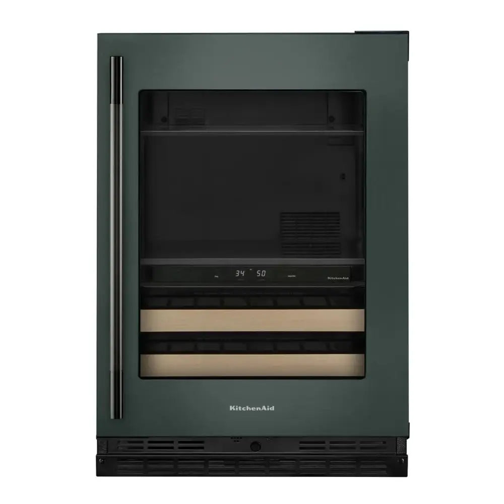 KitchenAid 24" Beverage Center with Glass Door and Wood-Front Racks