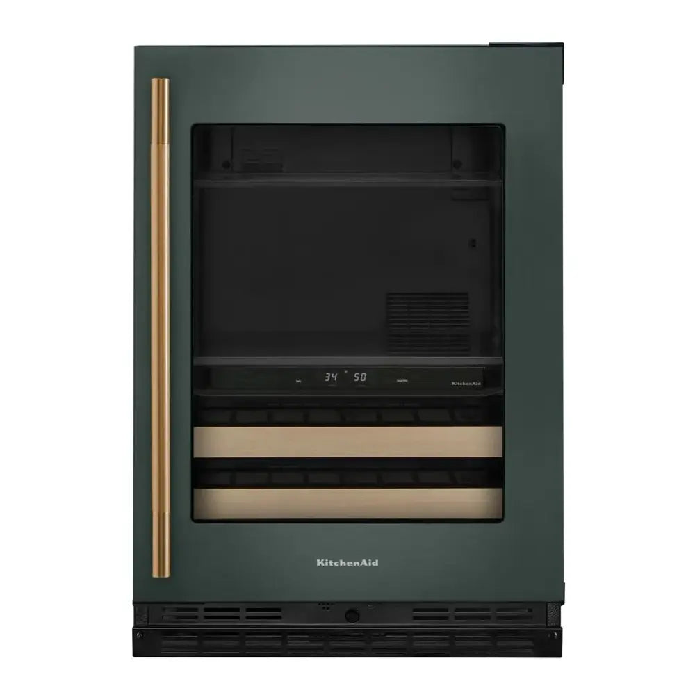 KitchenAid 24" Beverage Center with Glass Door and Wood-Front Racks