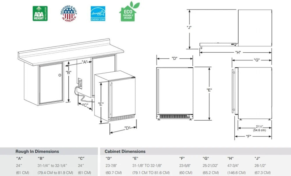 Marvel 24-In Low Profile Built-In High-Capacity Refrigerator with Door Style - Stainles