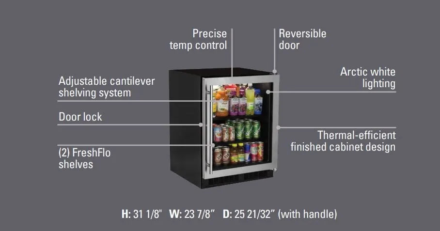 Marvel 24-In Low Profile Built-In High-Capacity Refrigerator with Door Style - Stainles