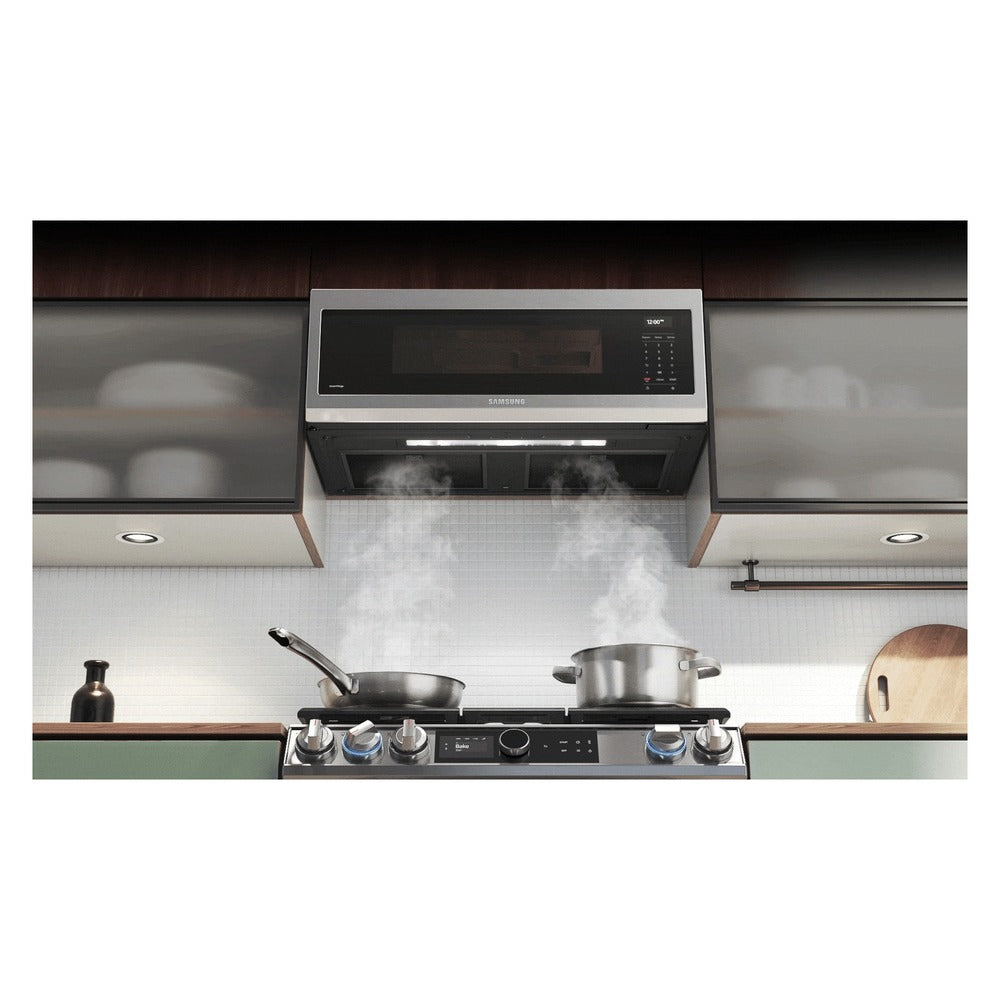 Samsung 1.1 cu. ft. Smart SLIM Over-the-Range Microwave with 400 CFM Hood Ventilation, W