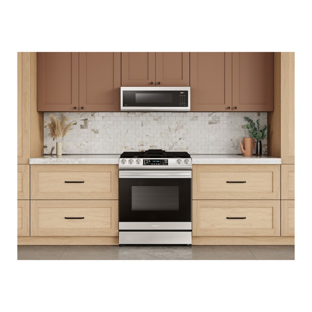 Samsung 1.1 cu. ft. Smart SLIM Over-the-Range Microwave with 550 CFM Hood Ventilation, W