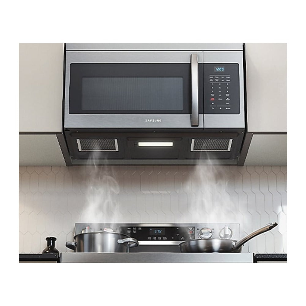 Samsung Over-the-Range Microwave 300 CFM Hood Ventilation  Auto Cook  1.6 cu.ft.