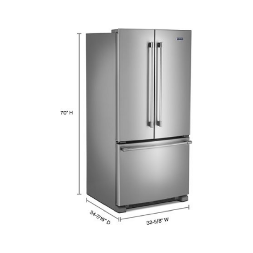 Maytag 33-Inch Wide French Door Refrigerator with Water Dispenser - 22 Cu. Ft