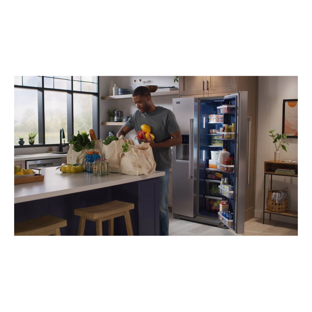 Maytag 36-inch Wide Full-Depth Side-by-Side Refrigerator with Arctic Blue Interior - 28