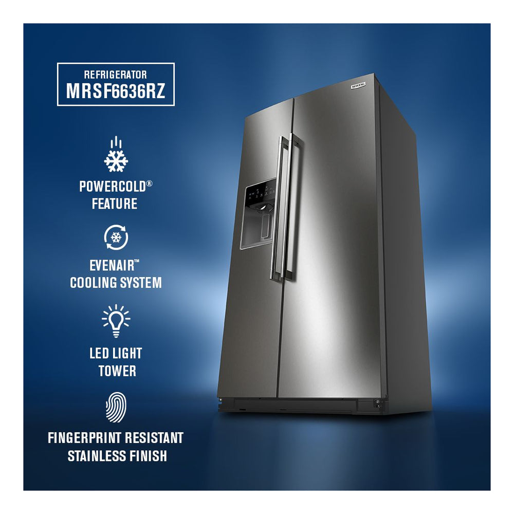 Maytag 36-inch Wide Full-Depth Side-by-Side Refrigerator with Arctic Blue Interior - 28