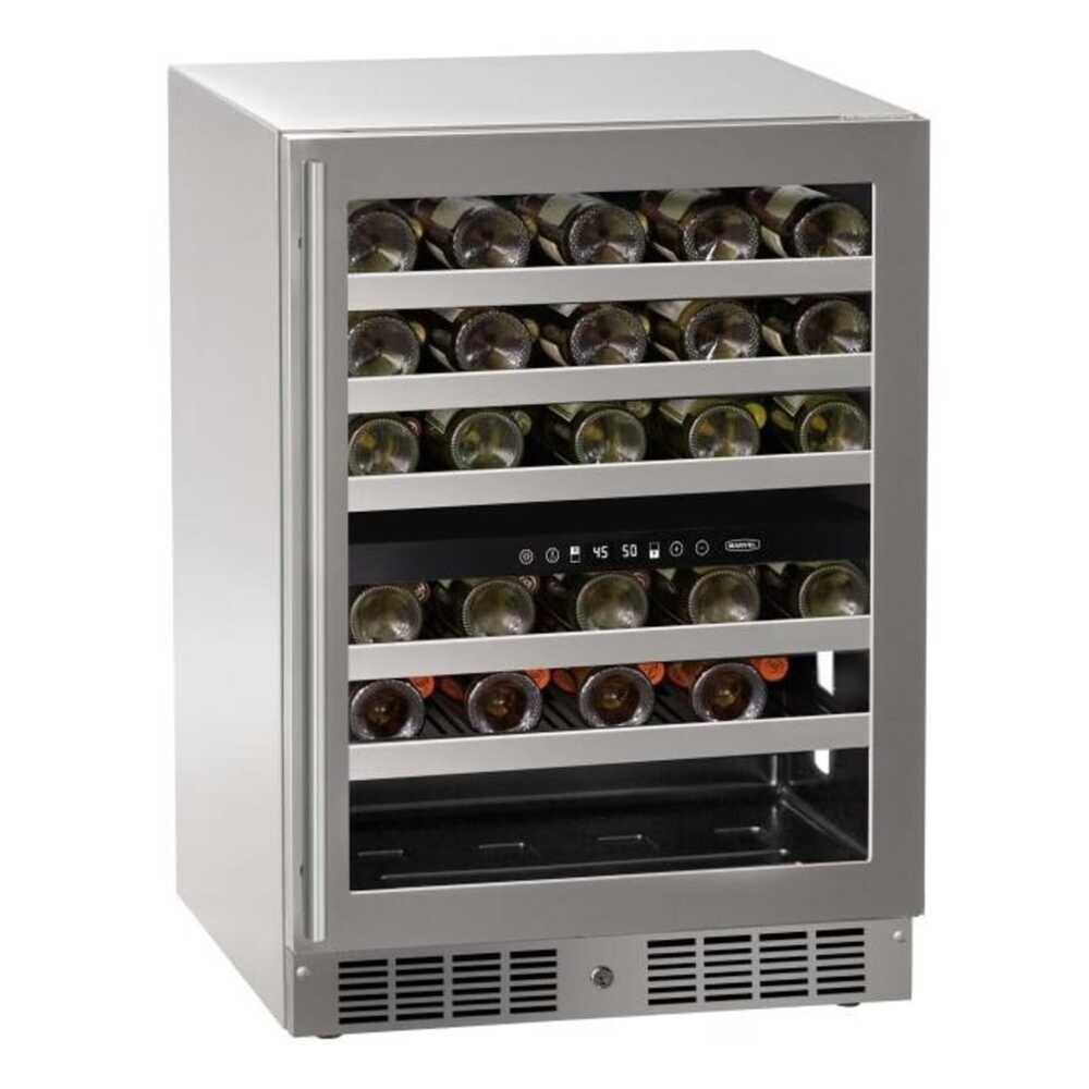 Marvel 24 inch Dual-Zone Wine Refrigerator with Door Style - Stainless Steel Frame Glas