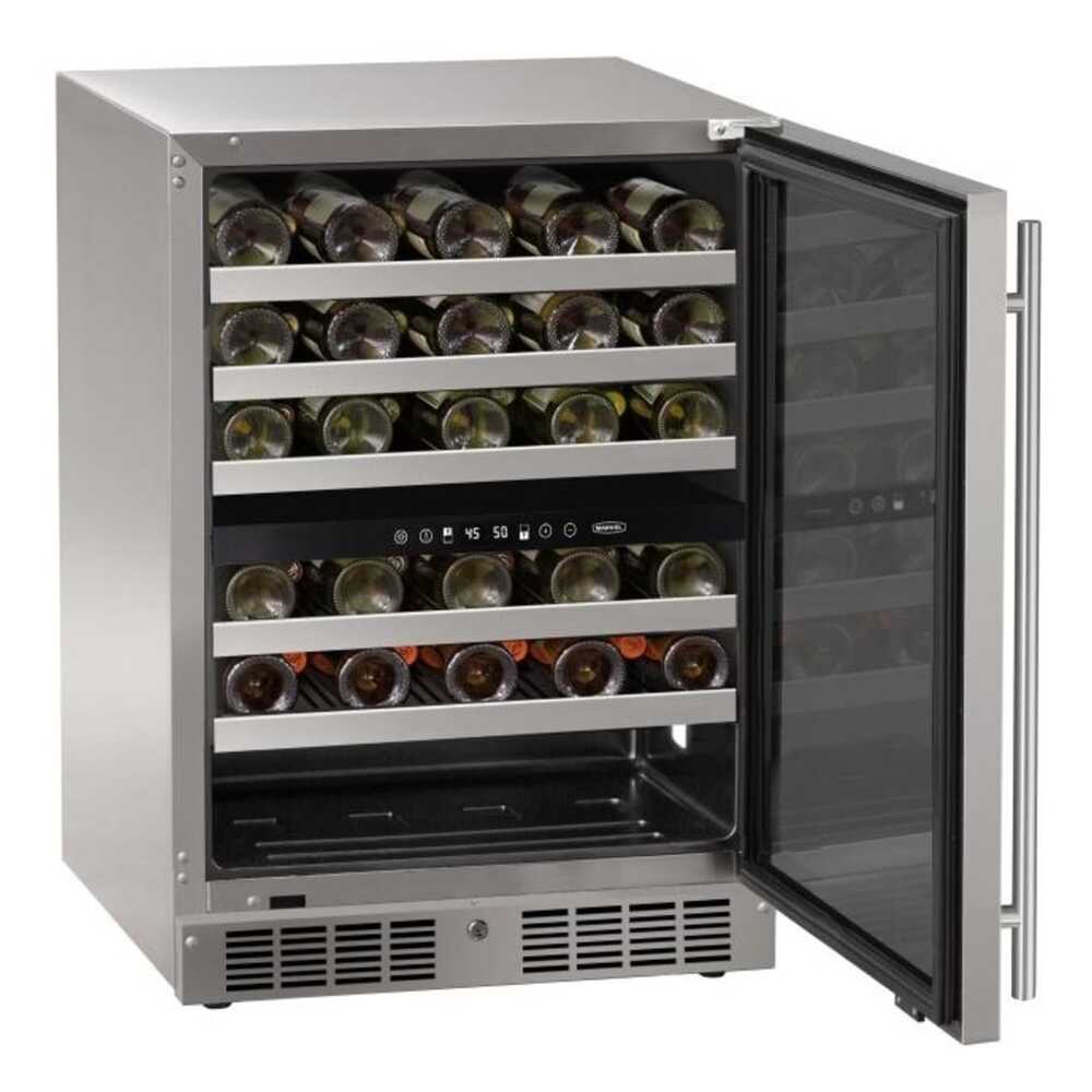 Marvel 24 inch Dual-Zone Wine Refrigerator with Door Style - Stainless Steel Frame Glas