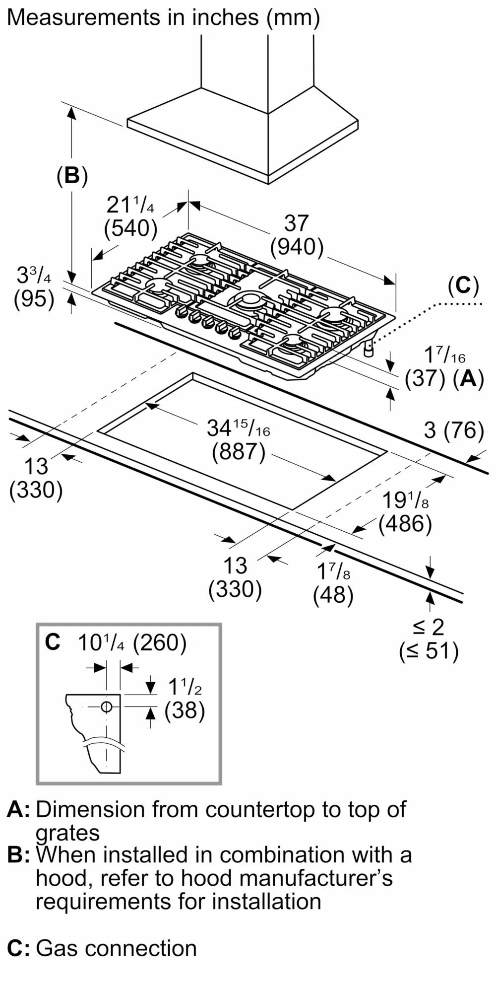 Bob Martin Benchmark®, Gas hob, 36'', Stainless steel