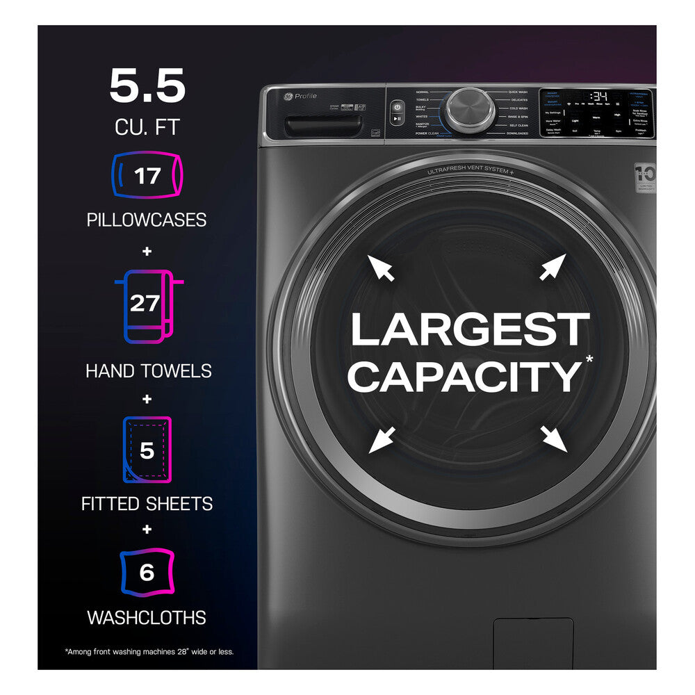 GE Profile GE Profile™ 5.5 cu. ft. Capacity Smart Front Load ENERGY STAR® Steam Washer with