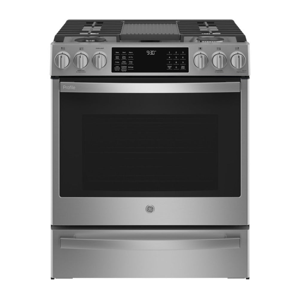 GE Profile GE Profile™ 30" Smart Slide-In Front-Control Gas Fingerprint Resistant Range wit