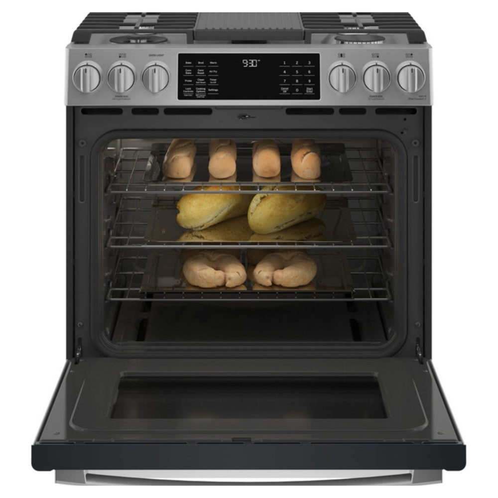 GE Profile GE Profile™ 30" Smart Slide-In Front-Control Gas Fingerprint Resistant Range wit