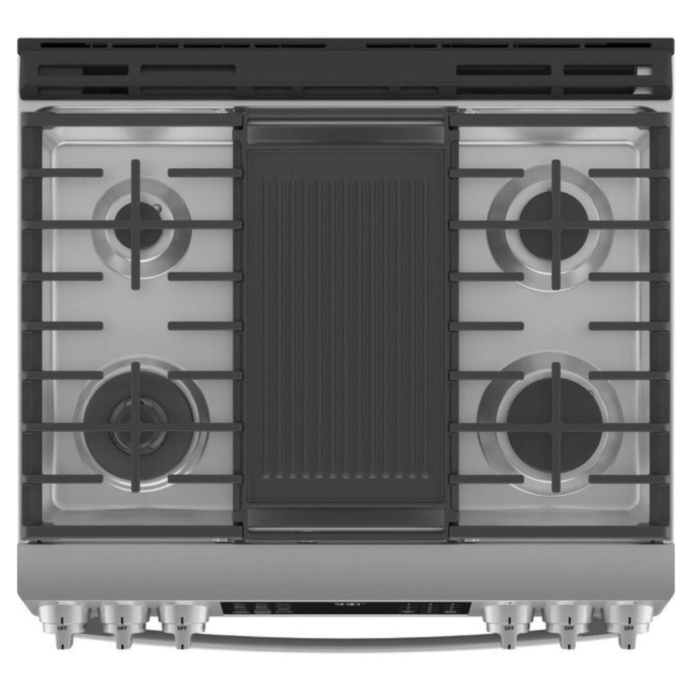 GE Profile GE Profile™ 30" Smart Slide-In Front-Control Gas Fingerprint Resistant Range wit
