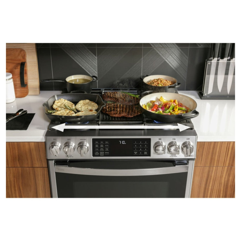 GE Profile GE Profile™ 30" Smart Slide-In Front-Control Gas Fingerprint Resistant Range wit