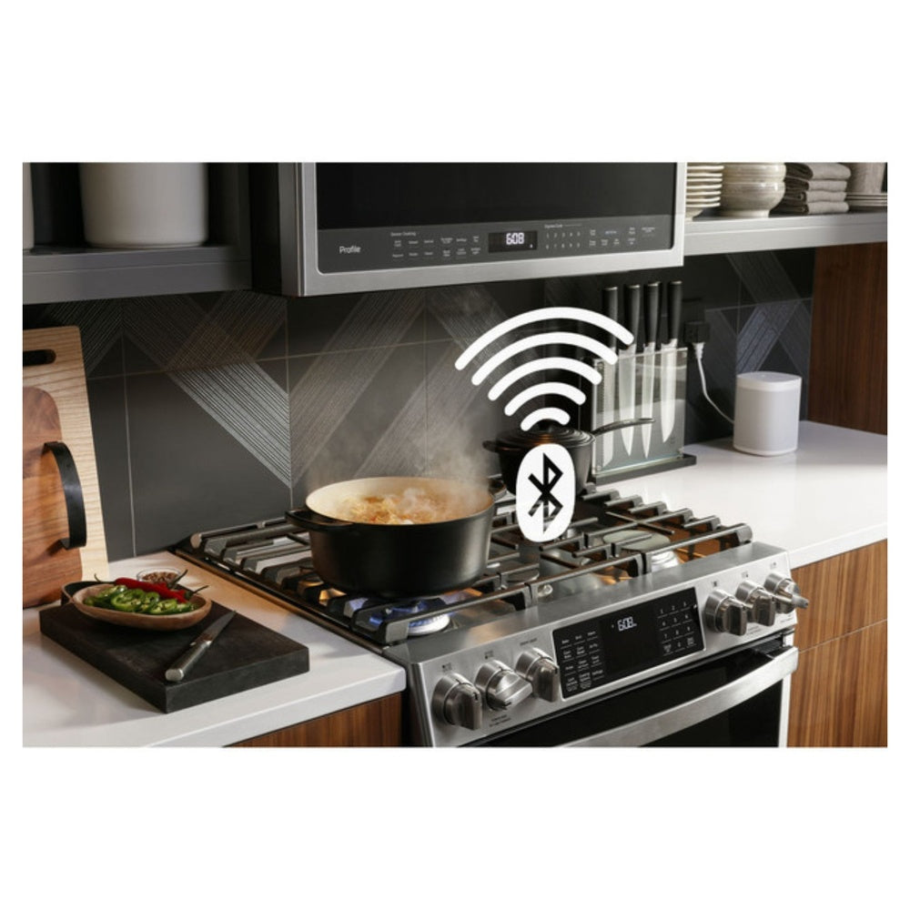 GE Profile GE Profile™ 30" Smart Slide-In Front-Control Gas Fingerprint Resistant Range wit