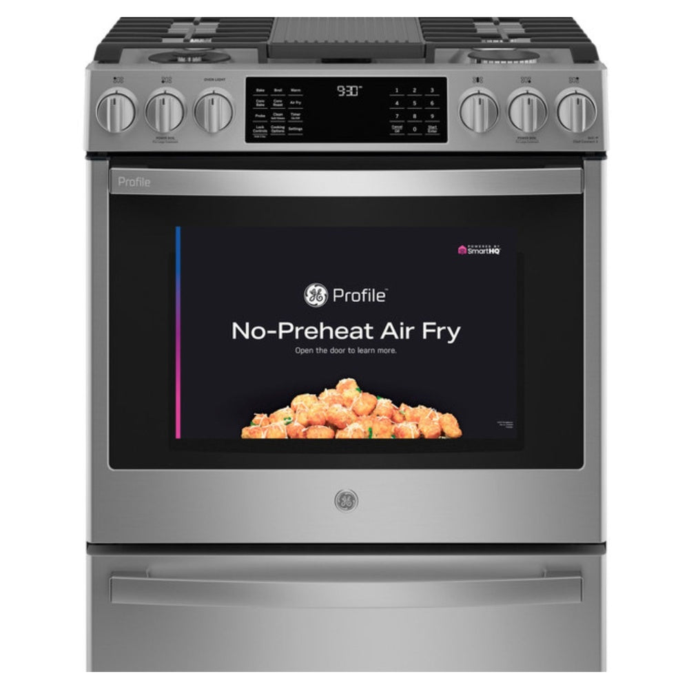 GE Profile GE Profile™ 30" Smart Slide-In Front-Control Gas Fingerprint Resistant Range wit