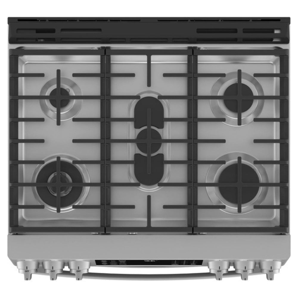 GE GE Profile™ 30" Smart Slide-In Front-Control Gas Double Oven Convection Fingerpr