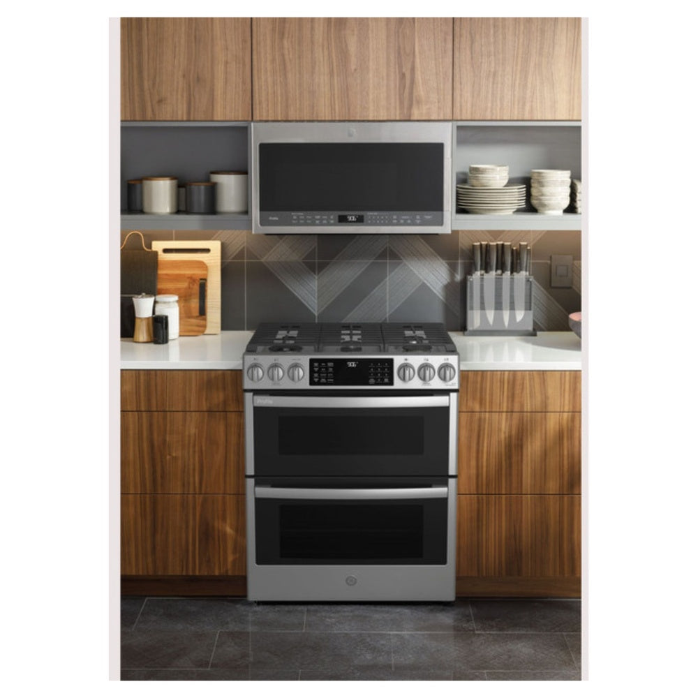 GE GE Profile™ 30" Smart Slide-In Front-Control Gas Double Oven Convection Fingerpr